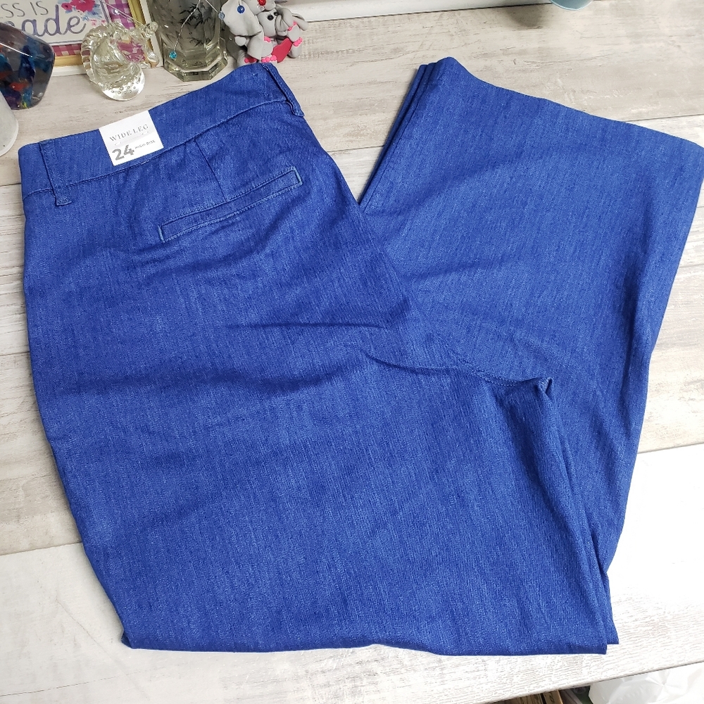 Lane Bryant Wide Leg Pants Plus Size 24 Blue High Rise New